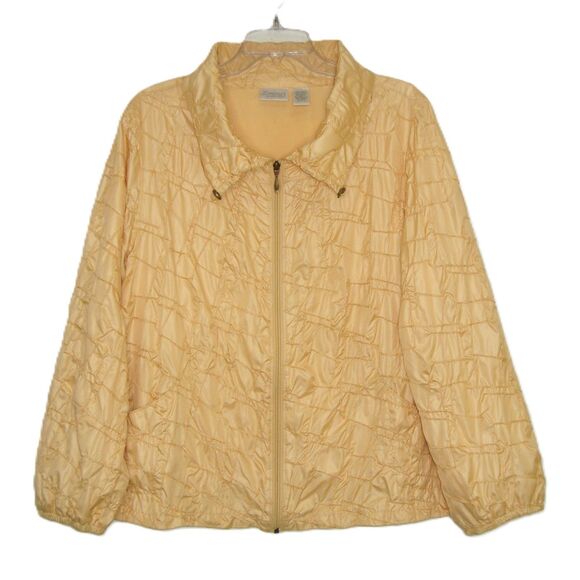 Zenergy by Chico's Lightweight Yellow Embroidered Zip Up Jacket Size 3 (XL) - Picture 1 of 8